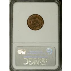 1864 1C Bronze No L MS64 Red and Brown NGC. NGC Ce