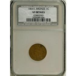 1864 1C L On Ribbon--Corroded--NCS. VF Detaiils. N