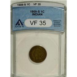 1909-S 1C VF35 ANACS. NGC Census: (195/416). PCGS
