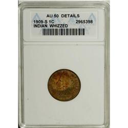 1909-S 1C --Whizzed--ANACS. AU50 Details. NGC Censu
