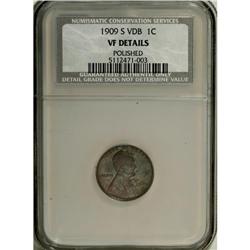 1909-S VDB 1C --Polished--NCS. VF Details. NGC Cens