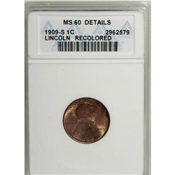 1909-S 1C Brown--Recolored--ANACS. MS60 Details. NGC C