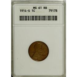 1914-S 1C MS61 Red and Brown ANACS. NGC Census: (0