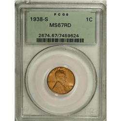 1938-S 1C MS67 Red PCGS. PCGS Population (215/0).