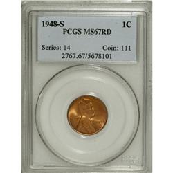 1948-S 1C MS67 Red PCGS. PCGS Population (130/0).