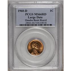1960-D 1C Large Date MS66 Red PCGS. Ex: Omaha Bank