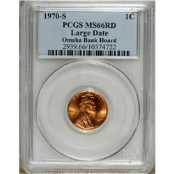1970-S 1C Large Date MS66 Red PCGS. Ex: Omaha Bank