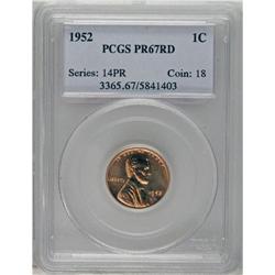 1952 1C PR67 Red PCGS; 1958 PR65RD Cameo PCGS and a 19