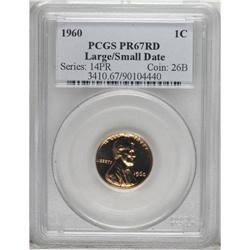 1960 1C Large Over Small Date PR67 Red PCGS. PCGS
