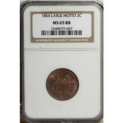 1864 2C Large Motto MS65 Red and Brown NGC. NGC Ce