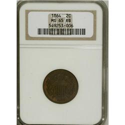 1864 2C Large Motto MS65 Red and Brown NGC. NGC Ce