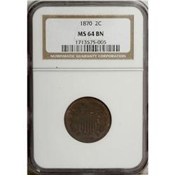 1870 2C MS64 Brown NGC. NGC Census: (30/14). PCGS