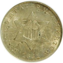 1851 3CS MS63 NGC. NGC Census: (218/584). PCGS Populat