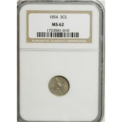 1854 3CS MS62 NGC. NGC Census: (43/162). PCGS Popu