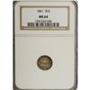 1861 3CS MS64 NGC. NGC Census: (159/212). PCGS Pop