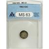1862 3CS MS63 ANACS. NGC Census: (138/617). PCGS P
