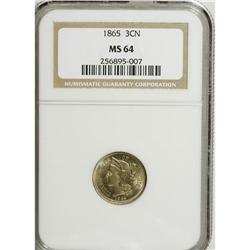 1865 3CN MS64 NGC. NGC Census: (469/140). PCGS Pop