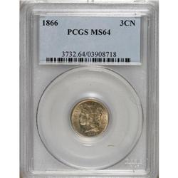 1866 3CN MS64 PCGS. PCGS Population (160/69). NGC