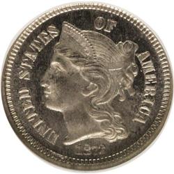 1872 3CN PR64 Cameo NGC. NGC Census: (6/34). PCGS Popu