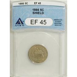 1866 5C Rays XF45 ANACS. NGC Census: (8/1190). PCG