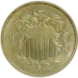 1867 5C Rays MS62 ANACS. NGC Census: (38/285). PCGS Po