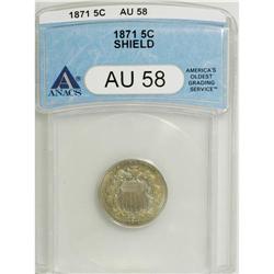 1871 5C AU58 ANACS. NGC Census: (2/56). PCGS Popul