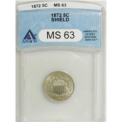 1872 5C MS63 ANACS. NGC Census: (27/92). PCGS Popu