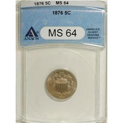 1876 5C MS64 ANACS. NGC Census: (93/37). PCGS Popu