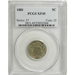 1881 5C XF45 PCGS. PCGS Population (6/120). NGC Ce