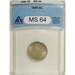 1890 5C MS64 ANACS. NGC Census: (100/50). PCGS Pop