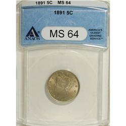1891 5C MS64 ANACS. NGC Census: (115/71). PCGS Pop