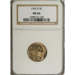 1936-D 5C MS66 NGC. NGC Census: (576/10). PCGS Pop