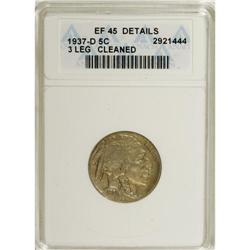 1937-D 5C Three-Legged XF45 ANACS. NGC Census: (224/29