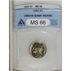 1955 5C MS66 ANACS. Ex: Omaha Bank Hoard. NGC Cens