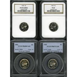 1955 5C PR69 NGC; 1955 PR67 Cameo PCGS; 1955 PR69 Came