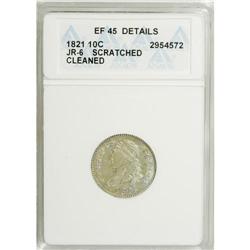 1821 10C Large Date--Cleaned, Scratched--ANACS. XF45 D