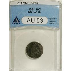 1821 10C Large Date AU53 ANACS. NGC Census: (5/140