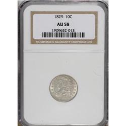 1829 10C Small 10C AU58 NGC. NGC Census: (31/133).