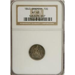 1840 10C Drapery XF40 NGC. NGC Census: (2/10). PCG