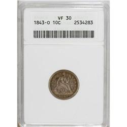 1843-O 10C VF30 ANACS. NGC Census: (9/17). PCGS Po