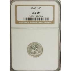 1860 10C MS60 NGC. NGC Census: (2/86). PCGS Popula