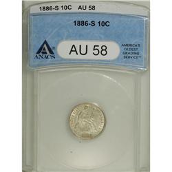 1886-S 10C AU58 ANACS. NGC Census: (2/38). PCGS Po