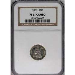 1881 10C PR61 Cameo NGC. NGC Census: (1/27). PCGS