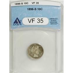 1896-S 10C VF35 ANACS. NGC Census: (3/55). PCGS Po