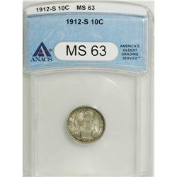 1912-S 10C MS63 ANACS. NGC Census: (27/67). PCGS P
