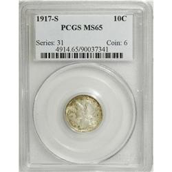 1917-S 10C MS65 PCGS. PCGS Population (37/11). NGC