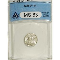 1928-D 10C MS63 ANACS. NGC Census: (11/43). PCGS P