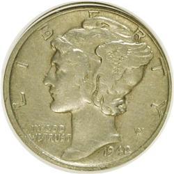 1942/1 10C --Cleaned--ANACS. XF40 Details. NGC Census: