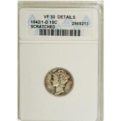 1942/1-D 10C --Scratched--ANACS. VF30 Details. NGC