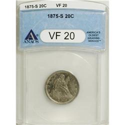 1875-S 20C VF20 ANACS. NGC Census: (40/1677). PCGS